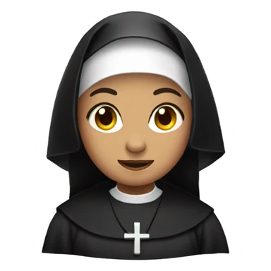 nun wearing black habit with headphones on sticker