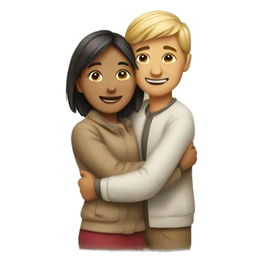 couple hug with warm smiles sticker