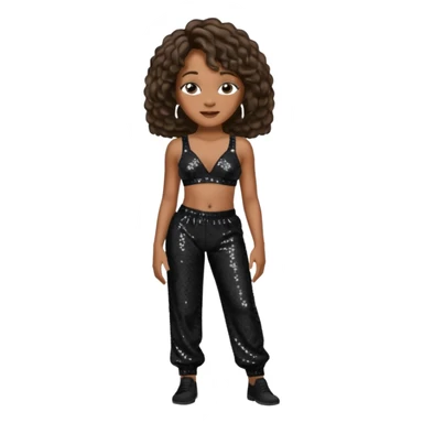 Whitney Houston with black sequin baggy bra, black sequin baggy pants sticker