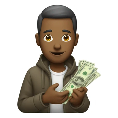 Poor man with money sticker