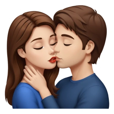 

"Men with short brown hair and fair skin a woman with long brown hair and fair skin, kissing."





 sticker