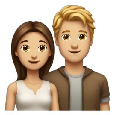 Tall white boy and short brown girl in love sticker