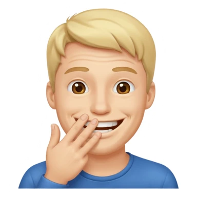 Gülen adam ağzını kapatıp parmaklarıyla delik yapıyo sticker