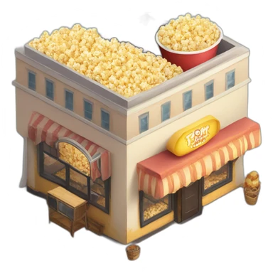 Popcorn cinema cafe isometric sticker