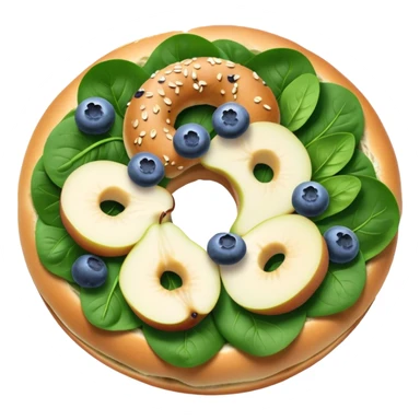 Pear spinach salad with half a blueberry bagel on the side sticker