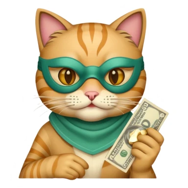 cat with mask and money sticker