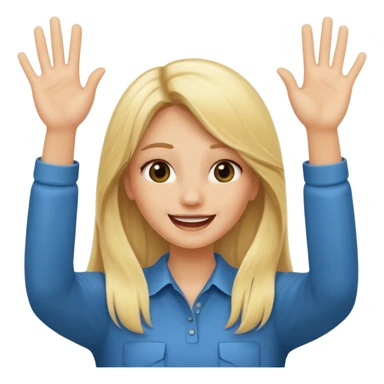 blonde female long hair saying stop smiling funny both hands up sticker