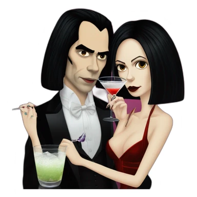 vampire wife and nick cave drinking martinis sticker
