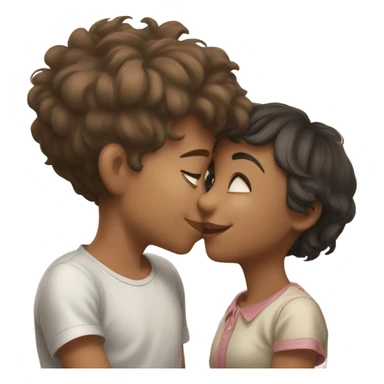 boy and girl portrait kissing sticker