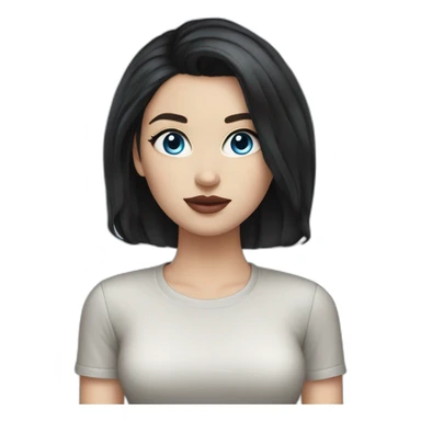 White girl, black hair, blue eyes, big lips, nice clothes  sticker