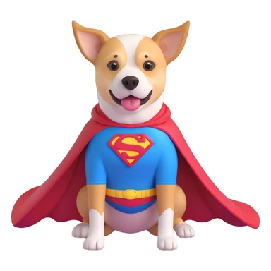 dog with superman cape sticker