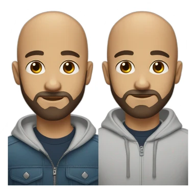bald dj with brown beard and Blue eyes and without mustache sticker
