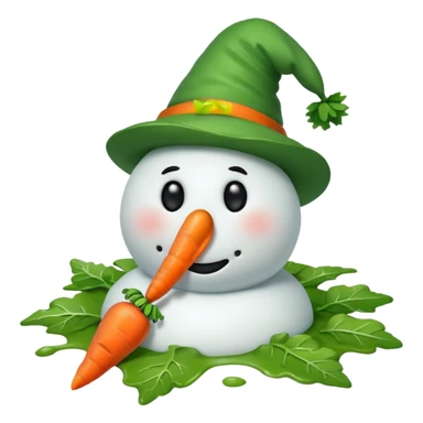 melting snowman with green hat sticker