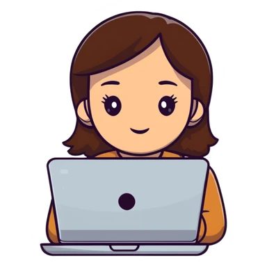 brunette girl working on a laptop sticker