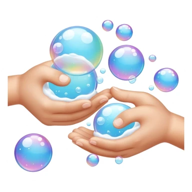 Closeup hands foaming soap bubbles sticker