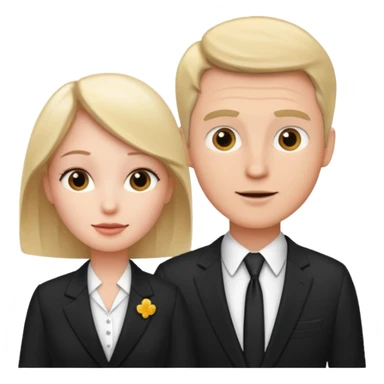 white man in formal suit talking to white woman in formal suit sticker