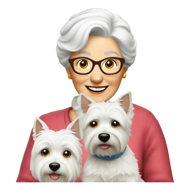 Senior women with westie sticker