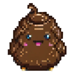happy poop pixel art, smiling sticker