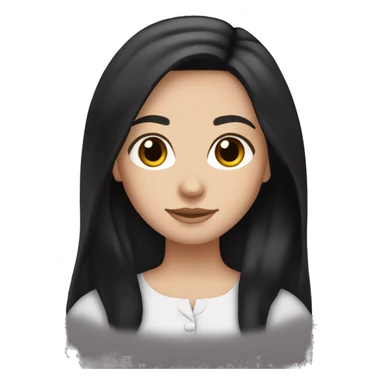 white girl straight black hair, with brown eyes and long dark hair sticker