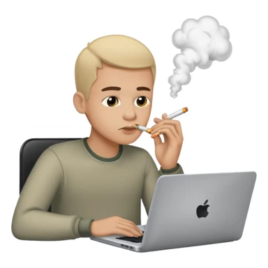guy sitting in front of a laptop, head smoking from information overload sticker