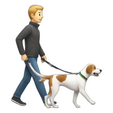 Dog walking human on leash sticker