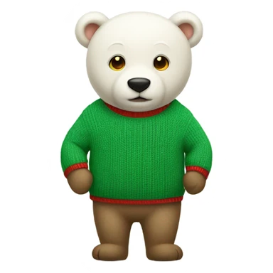 white bear wear green sweater with red scraft sticker