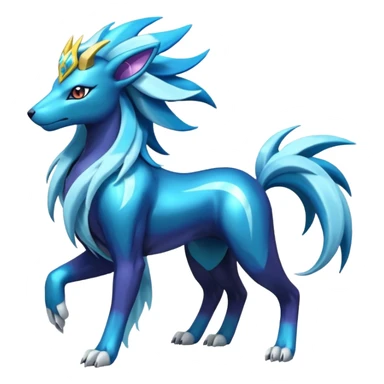 Shiny Dark Edgy Suicune-Cobalion-Manectric-Aurorus-Fakémon-hybrid-creature (full body)  sticker