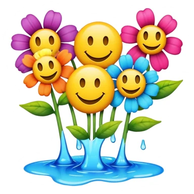 smiley melted garden flowers  sticker