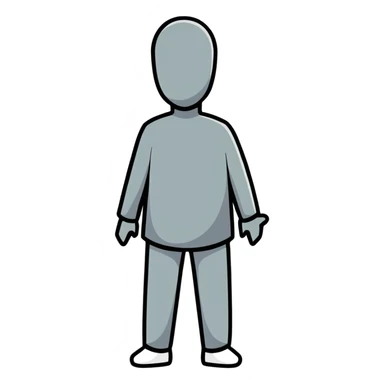 grey human silhouette with no facial features, no face, no eyes, no nose, no mouth, simple outline sticker