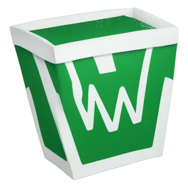 A white letter W in a green box sticker