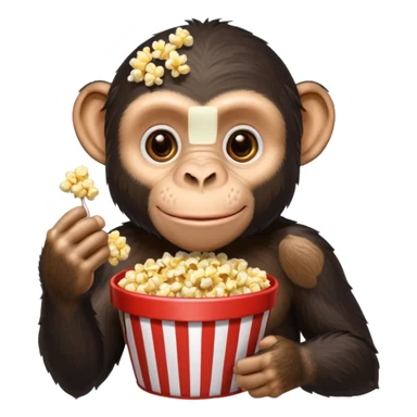 a chimpazy holding a bucket of popcorn sticker