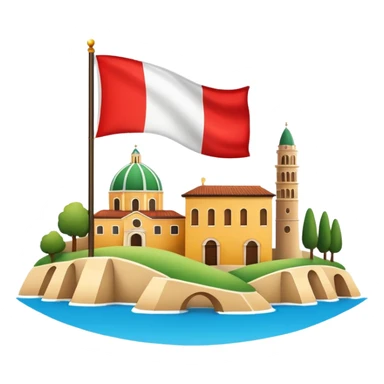 Italy theme, landmarks and flag, playful, emoji style sticker
