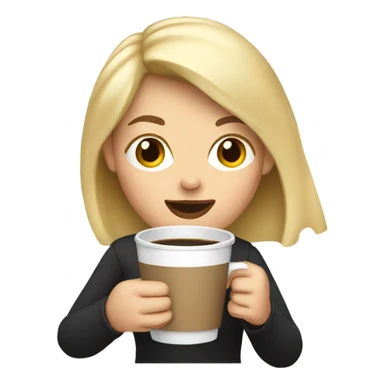 Woman blonde hair with coffee sticker