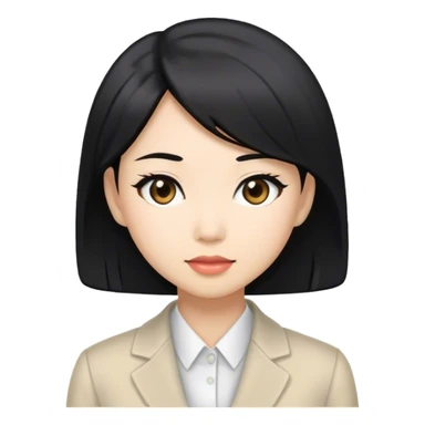 Japanese business woman with light skin tone and black hair sticker