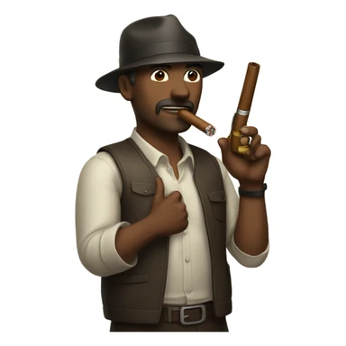 Man smoking cigar with a gun  sticker