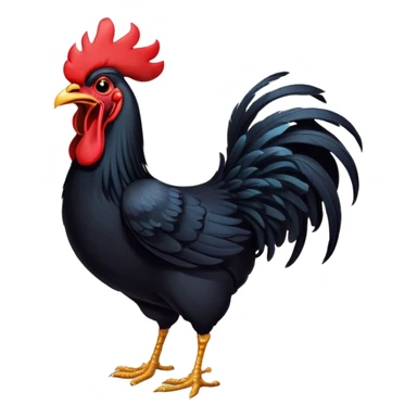 Cinematic Cute Yawning Black Rooster Portrait Emoji, Head tilted slightly with a dramatic, wide-open yawn, showcasing a soft, downy black plumage with a crisp red comb and drooping wings, round eyes barely open in drowsy contentment, Simplified yet irresistibly adorable features, highly detailed, glowing with a soft, cozy glow, high shine, relaxed yet expressive, stylized with a touch of whimsy, bright and endearing, soft glowing outline, capturing the essence of a sleepy yet affectionate rooster, so drowsy it feels like it could stretch out of the screen and curl up for a nap! sticker