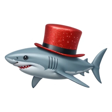 red glitter top hat shark sticker
