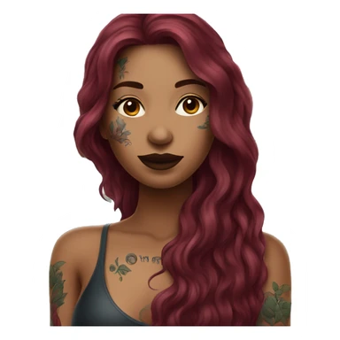 Beautiful tattooed  burgundy long haired woman swimming in a pool sticker