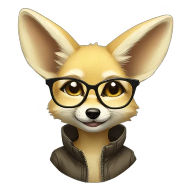 anthro fennec with glasses and mohawk haircut sticker