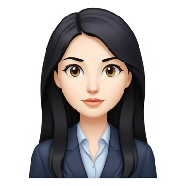Business woman caucasian long black hair girl sticker