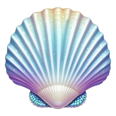 White Sparkle Seashell with pearl sticker