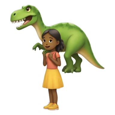 Girl carrying a dinosaur  sticker