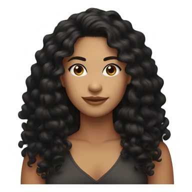 Head, Tan skin woman, thick long curly black hair , dark eyes, soft smile sticker