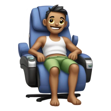 Stitch in a massage chair  sticker