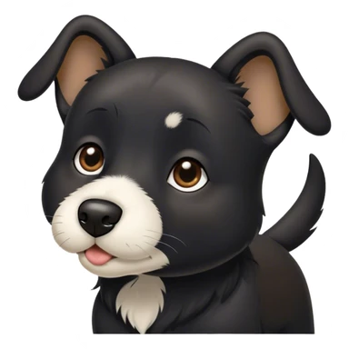 Black dog with white strip on nose and ears up sticker