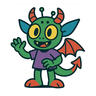 kid character that is 20% dragon, 60% alien, and 20% demon sticker