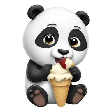 Panda eating ice cream sticker