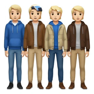 Cartagineses: un grupo de hombres jóvenes, pelo largo rubio y castaño, ropa buena, cara de niños de alrededor de unos 20/25 años.
cuerpo entero sticker