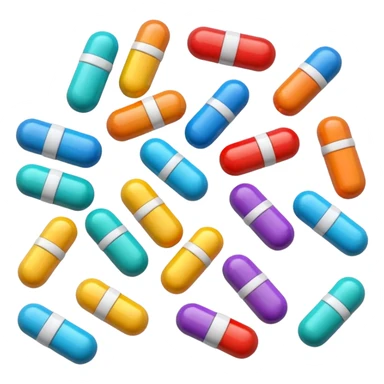 pills, 3d cartoon style, memoji style. sticker