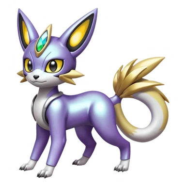 Glowing futuristic cyber-Meloetta-Renamon-Protogen-Palkia-hybrid-fusion-Fakémon-creature, full body sticker